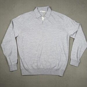 Collars & Co. Sweater Mens 2XL Gray Collared Australian Merino Wool Knit Top